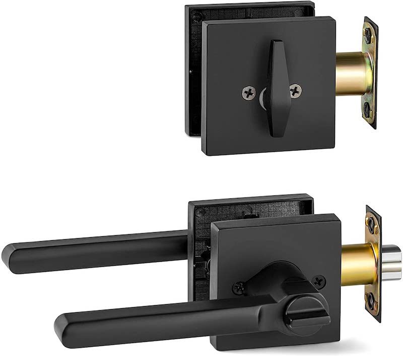 Lever Handle Hardware Tubular Cylinder Entry Door Key Lock Set