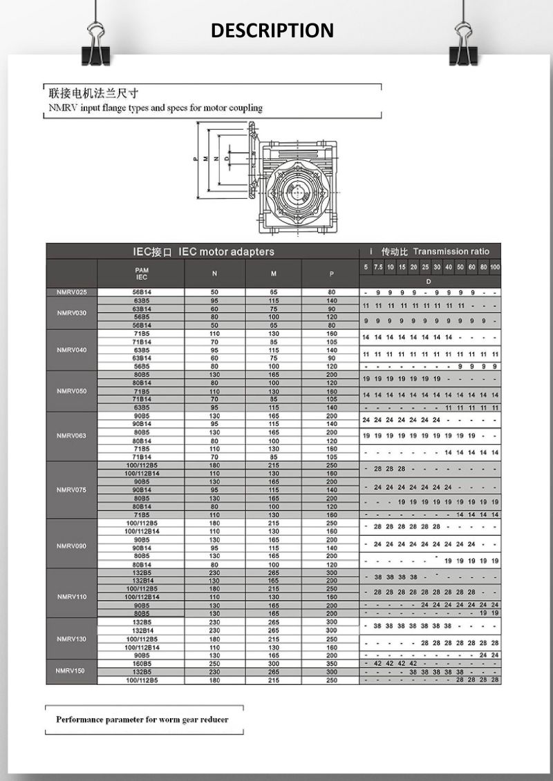 Series 130 Nmrv Worm Gear Boxes, Gear Reduction Reducers