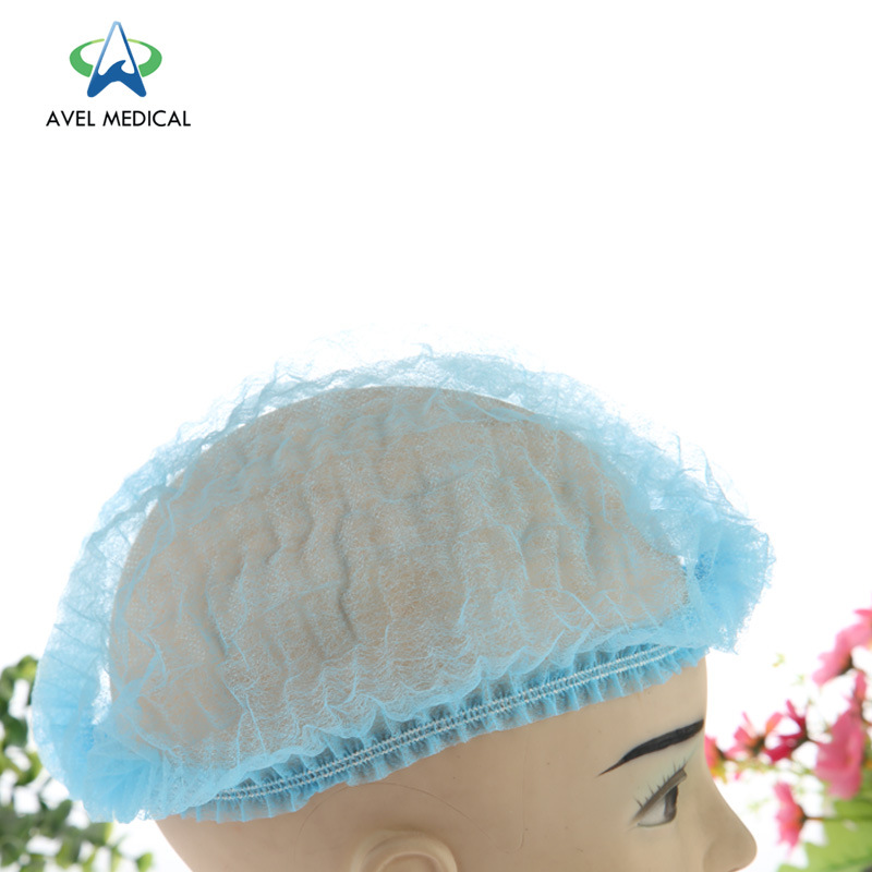 Train Station One Time Use Disposable PP Non Woven Strip Clip Cap Bouffant Protective Head Cover Hair Net Hat Round Mob Cap