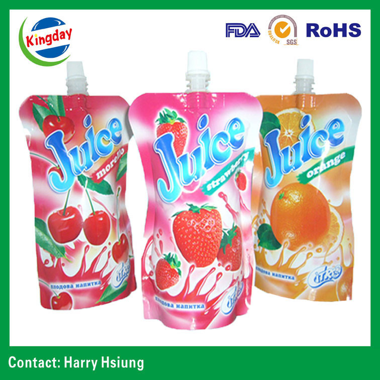 Spout Bag with Logo Printing, Liquid Spout Bags Fruit Juice Plastic Pouch