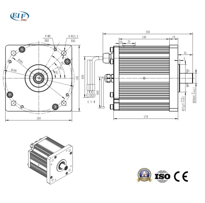 Customized Over Heat Protected BLDC Motor 1.5kw 3000rpm 24V