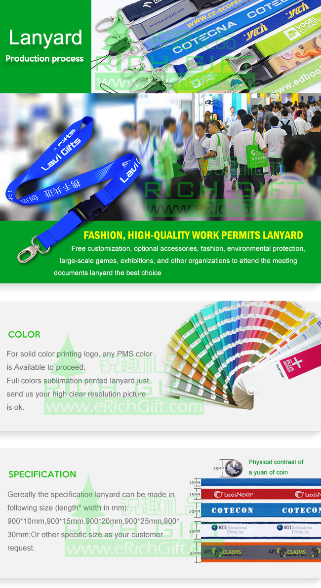 High Quality Custom with Logo Custom Lanyards with Pantone Colors Matched