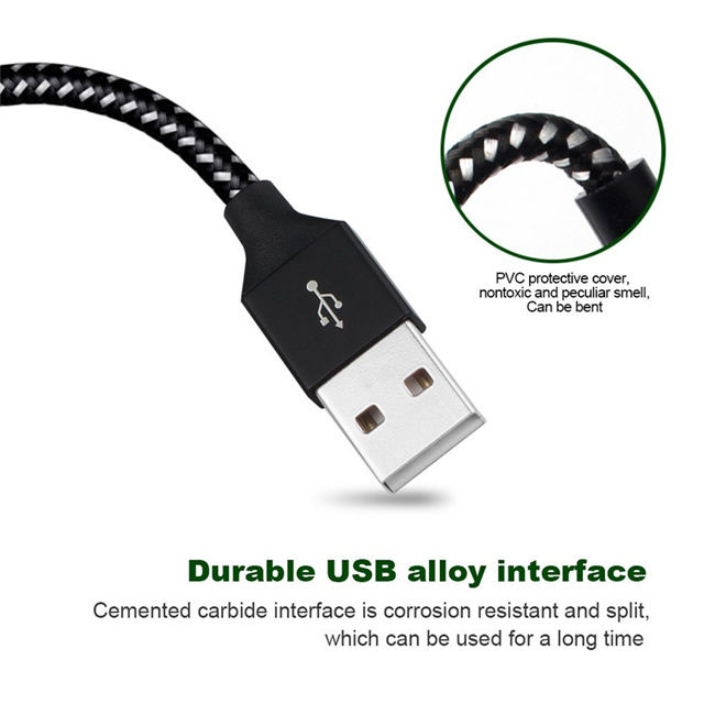 Braided Lightning Sync Data Cable USB Charger Cable for iPhone