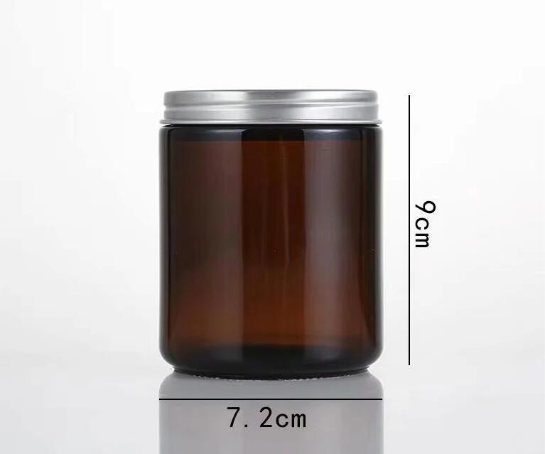 China Supplier Amber Glass Scented Candles Holder with Tinplate Lids