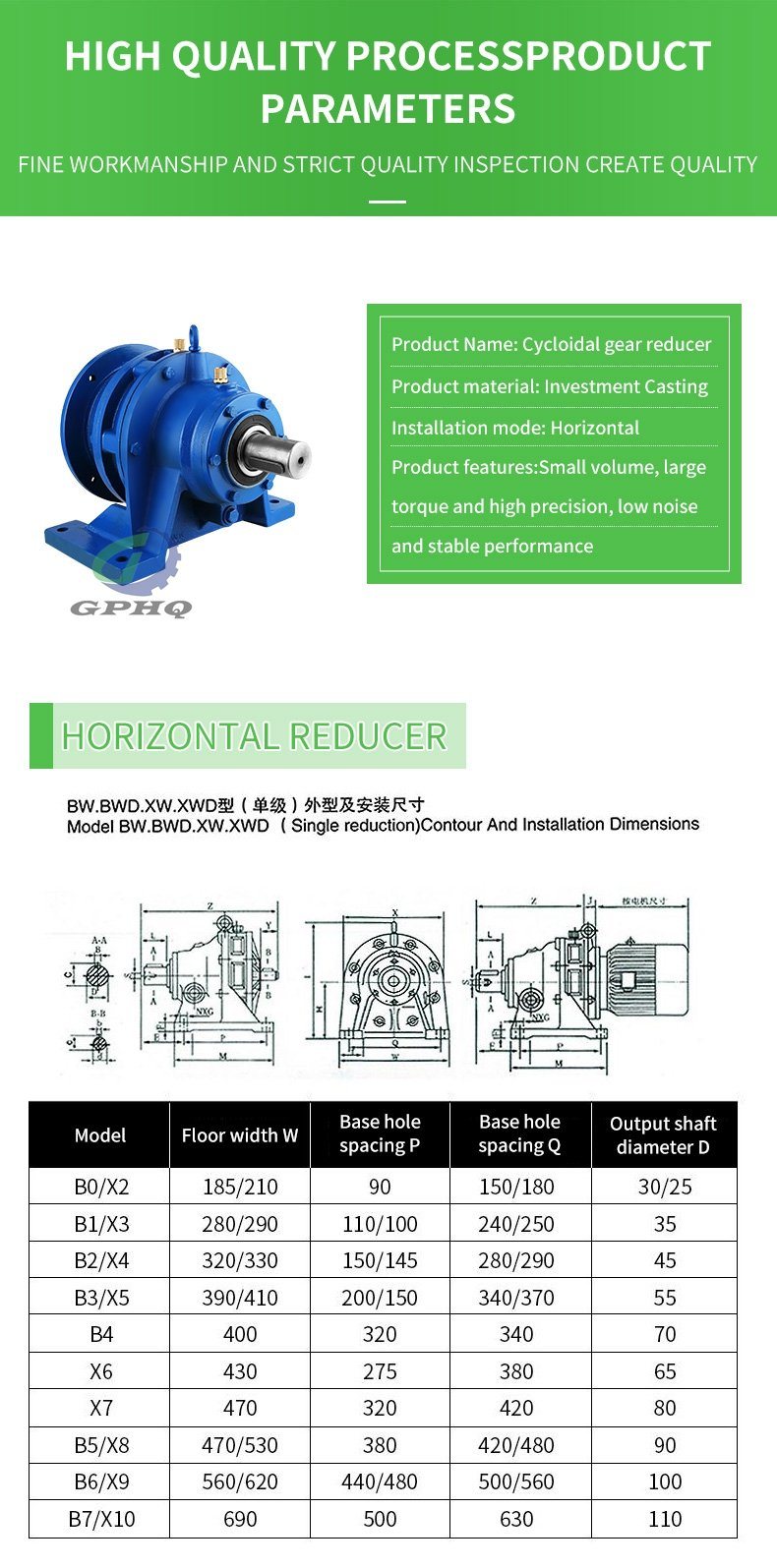 High Quality Horizontal Reducer Bw Cycloid Reducer Gearbox Planetary Reductor