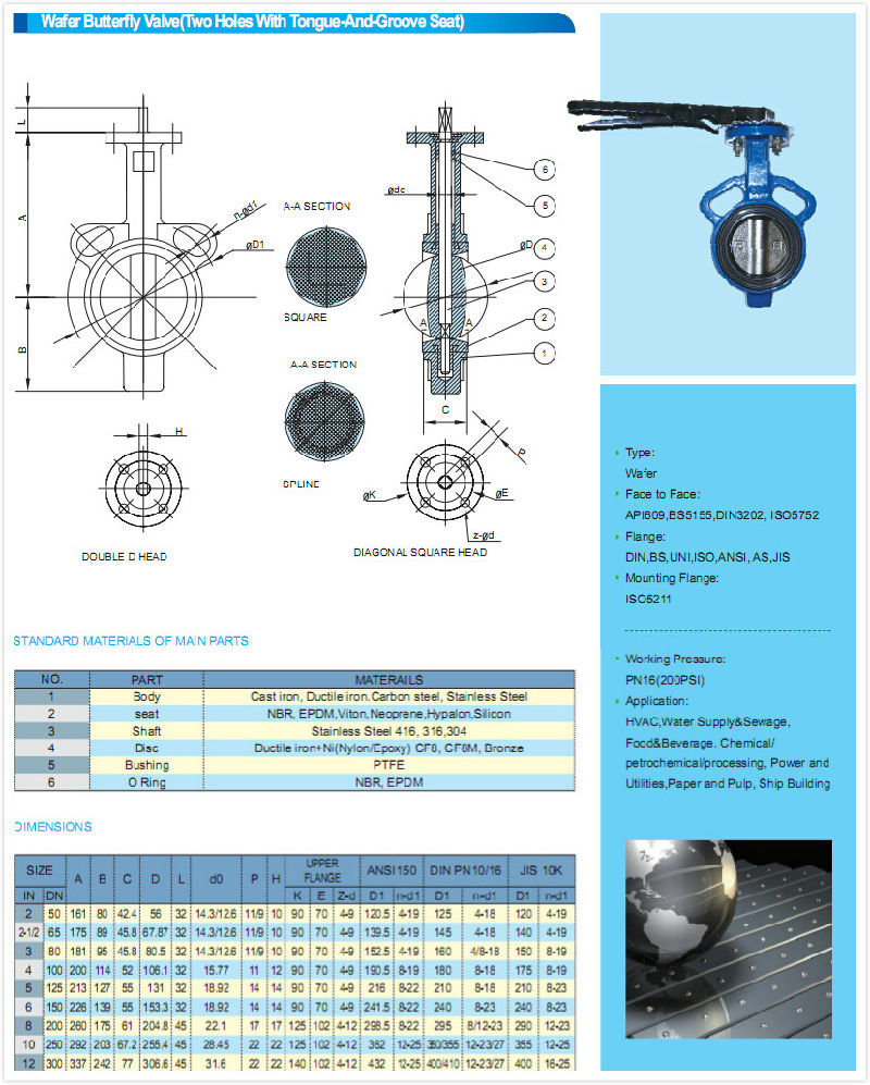 Bare Shaft Butterfly Valve or with Gear Box
