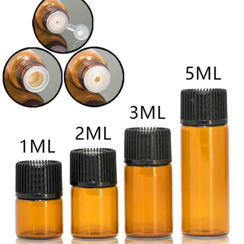 1ml Amber Glass Bottles Essential Oil Vials with Orifice Reducers