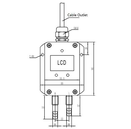 OEM LCD display Air Wind Differential Pressure Transducer
