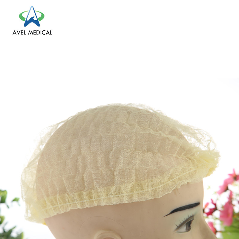 Church One Time Use Disposable PP Non Woven Strip Clip Cap Bouffant Protective Head Cover Hair Net Hat Round Mob Cap